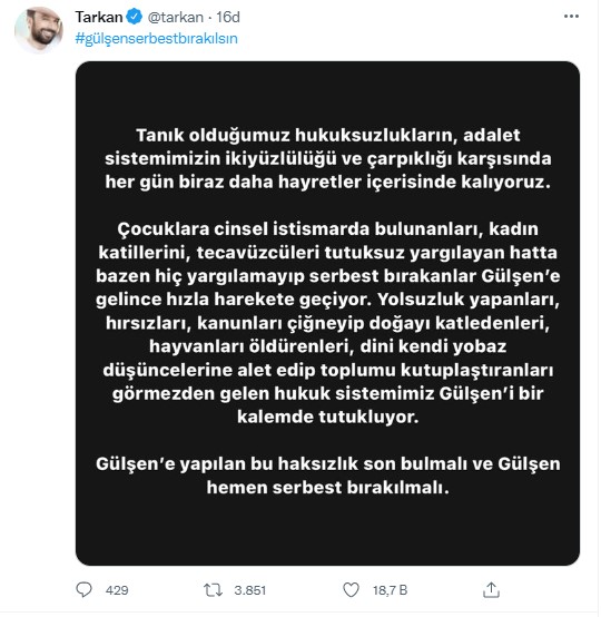 tarkan dan gulsen in tutuklanmasina sert tepki